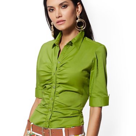 New York & Company Tops - 7th Avenue NY & Company Green Work Button Down Top